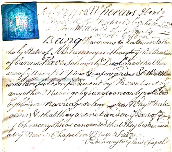 Marriage Licence 1753